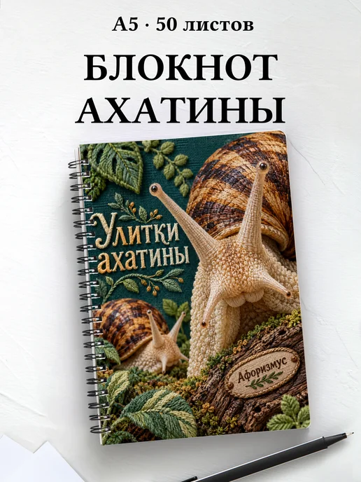 Блокнот Улитки ахатины с мотивирующими цитатами