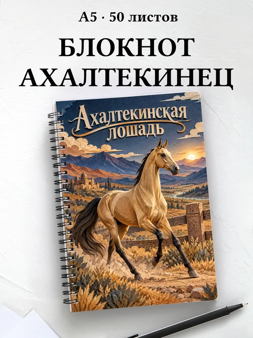Блокнот Ахалтекинская лошадь с мотивирующими цитатами