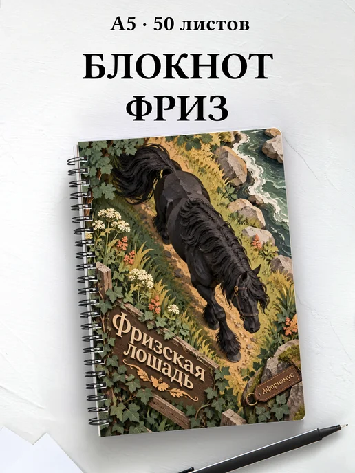 Блокнот Фризская лошадь с мотивирующими цитатами