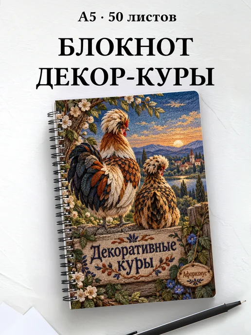 Блокнот Декоративные куры с мотивирующими цитатами