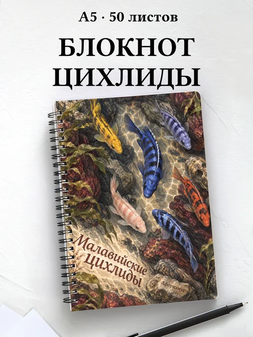 Блокнот Малавийские цихлиды с мотивирующими цитатами