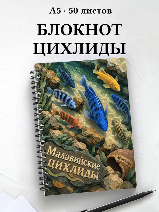Блокнот Малавийские цихлиды с мотивирующими цитатами