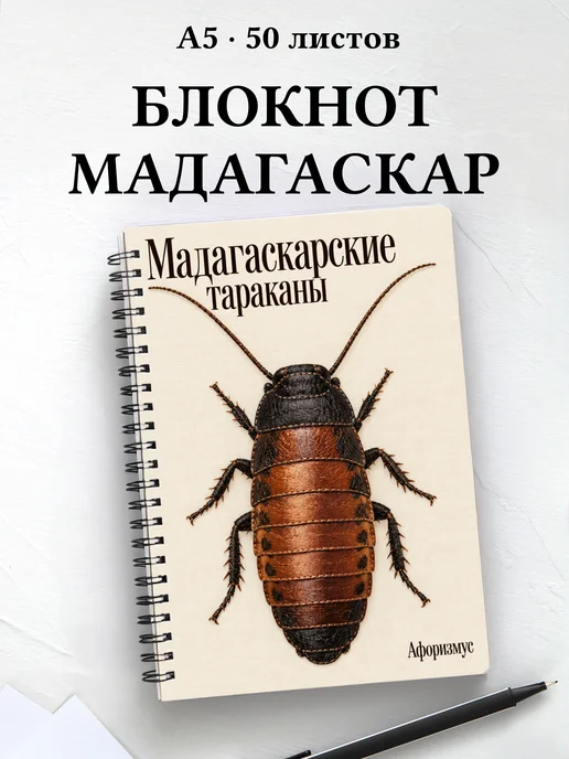 Блокнот Мадагаскарские тараканы с мотивирующими цитатами