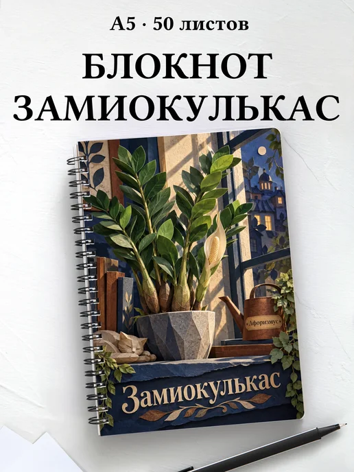 Блокнот Замиокулькас с мотивирующими цитатами