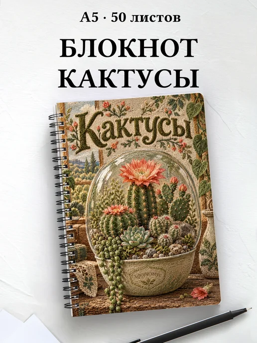 Блокнот Кактусы с мотивирующими цитатами