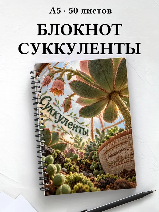 Блокнот Суккуленты с мотивирующими цитатами