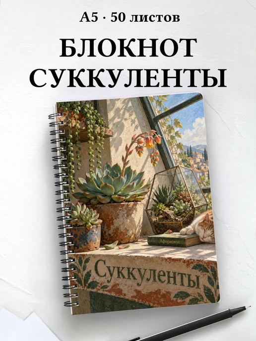 Блокнот Суккуленты с мотивирующими цитатами