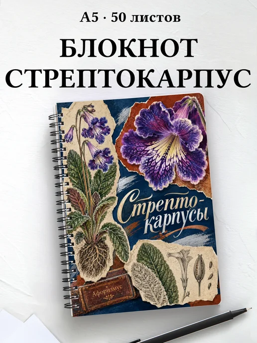 Блокнот Стрептокарпусы с мотивирующими цитатами
