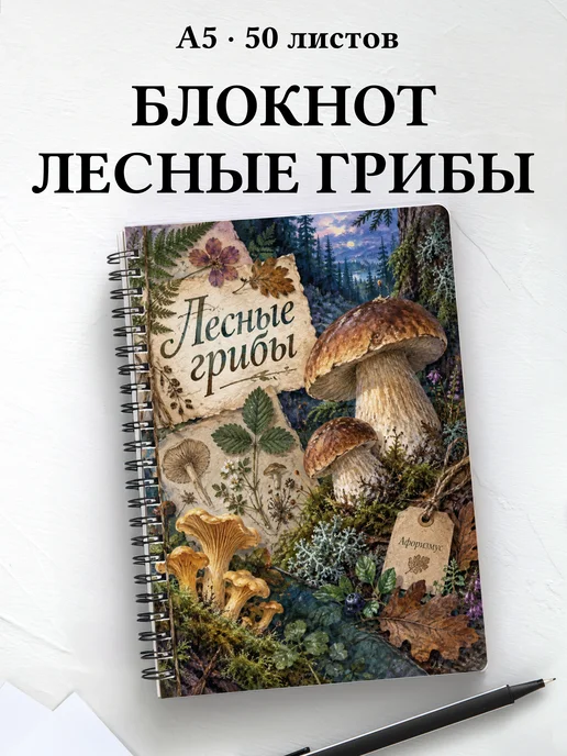 Блокнот Лесные грибы с мотивирующими цитатами