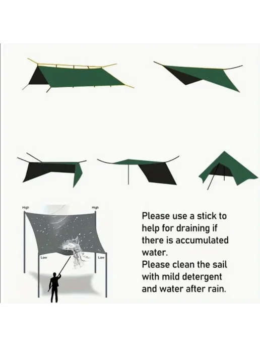 Водонепроницаемый тент Oxford 18 кв.м Бежевый, 3x3m, khaki, зеленый, фото 4