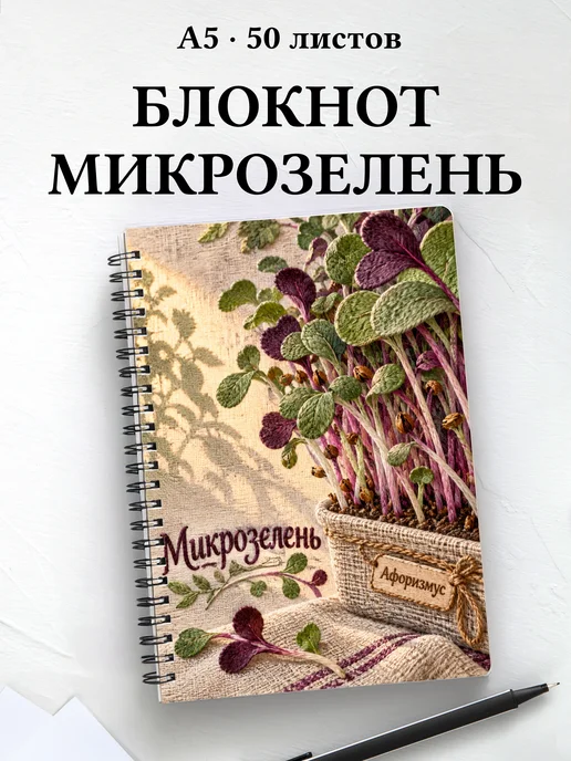 Блокнот Микрозелень с мотивирующими цитатами
