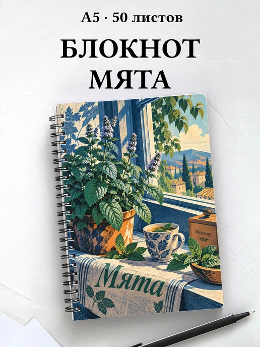 Блокнот Мята с мотивирующими цитатами