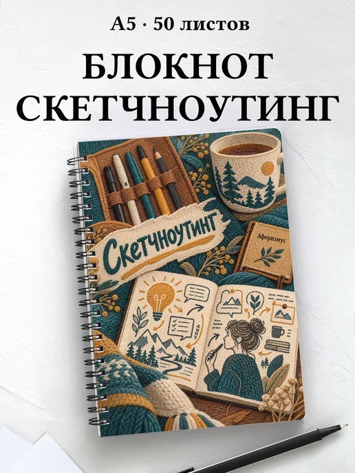 Блокнот Скетчноутинг с мотивирующими цитатами