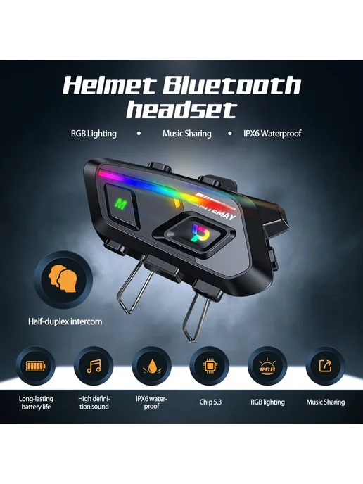 kebidumei Bluetooth-гарнитура Для Мотоциклетного Шлема, 1000 мАч, Длит, 1000 мАч, фото 3