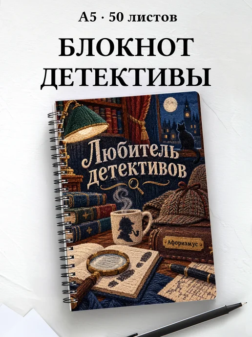 Блокнот любителя детективов с мотивирующими цитатами