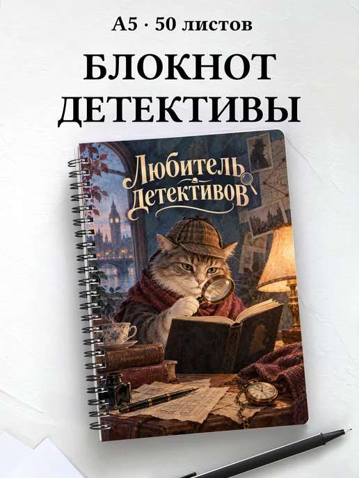 Блокнот любителя детективов с мотивирующими цитатами