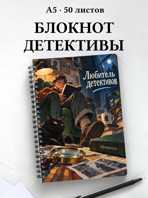 Блокнот любителя детективов с мотивирующими цитатами