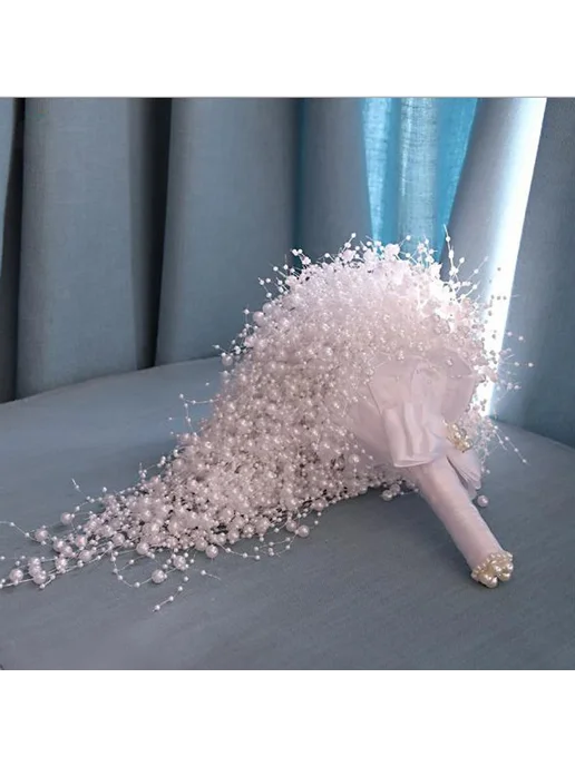 perfectlifeoh Белый жемчуг свадебный букет ручной работы из бисера жемчуг, белый, фото 2