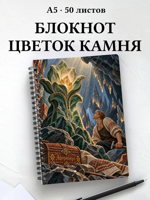 Блокнот Каменный цветок с мотивирующими цитатами
