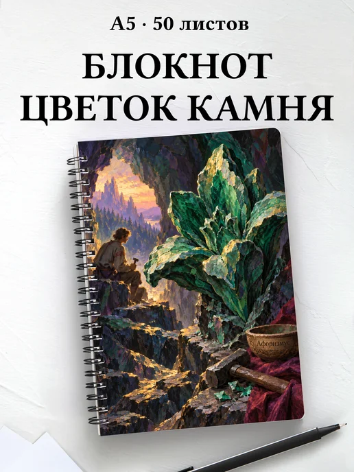 Блокнот Каменный цветок с мотивирующими цитатами