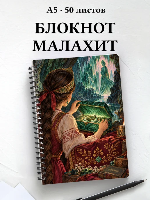 Блокнот Малахитовая шкатулка с мотивирующими цитатами