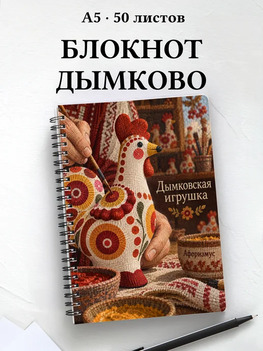 Блокнот Дымковская игрушка с мотивирующими цитатами