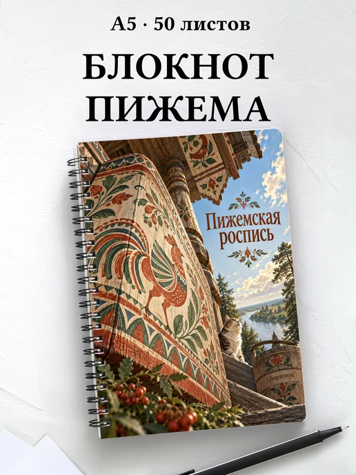 Блокнот Пижемская роспись с мотивирующими цитатами