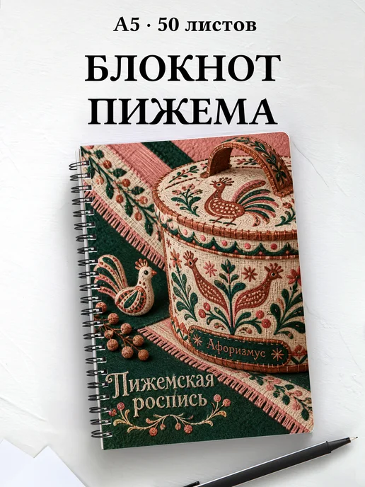 Блокнот Пижемская роспись с мотивирующими цитатами