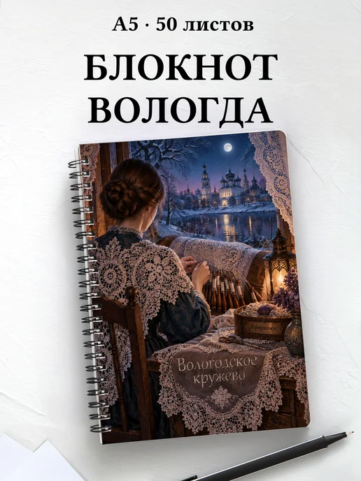 Блокнот Вологодское кружево с мотивирующими цитатами