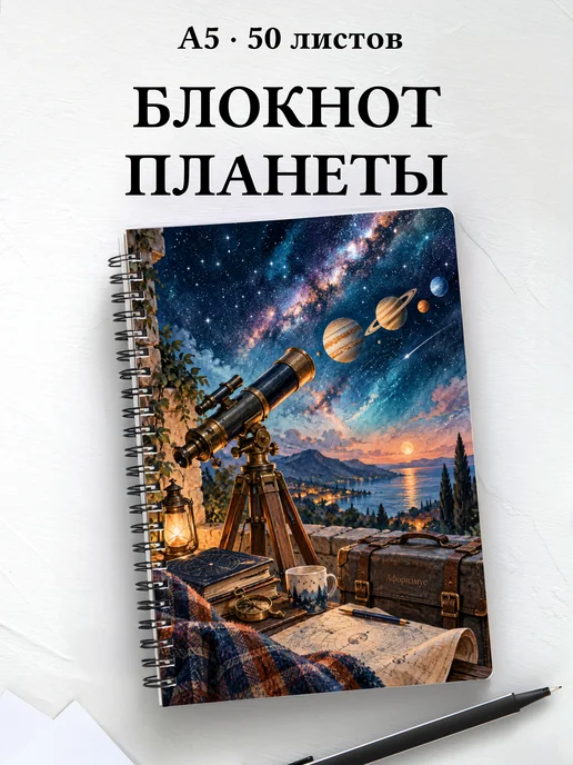 Блокнот наблюдателя планет с мотивирующими цитатами