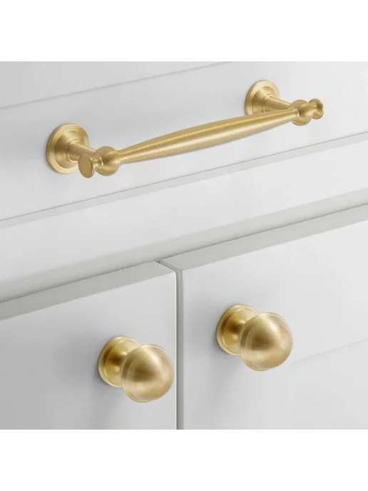 Нет бренда Латунные ручки для шкафов Бежевый, Gold-A, Bright Silver-B, фото 2