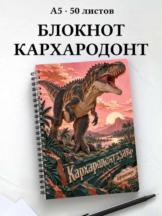 Блокнот Кархародонтозавр с мотивирующими цитатами