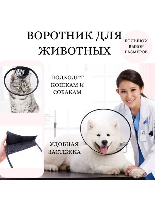 Ветеринарный воротник для собак и кошек №4 обхват шеи 26-33, белый, фото 2