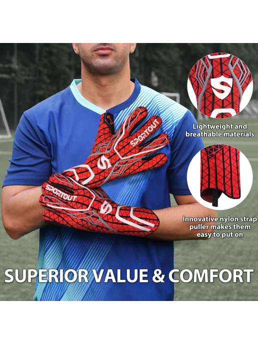 SPORTOUT Мужские Вратарские Перчатки С Латексом Super Grip 4+3 Мм, Вы, красный, фото 6