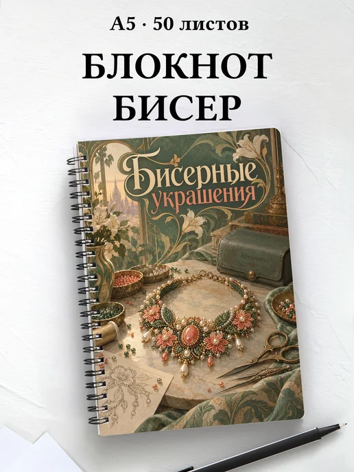 Блокнот Бисерные украшения с мотивирующими цитатами