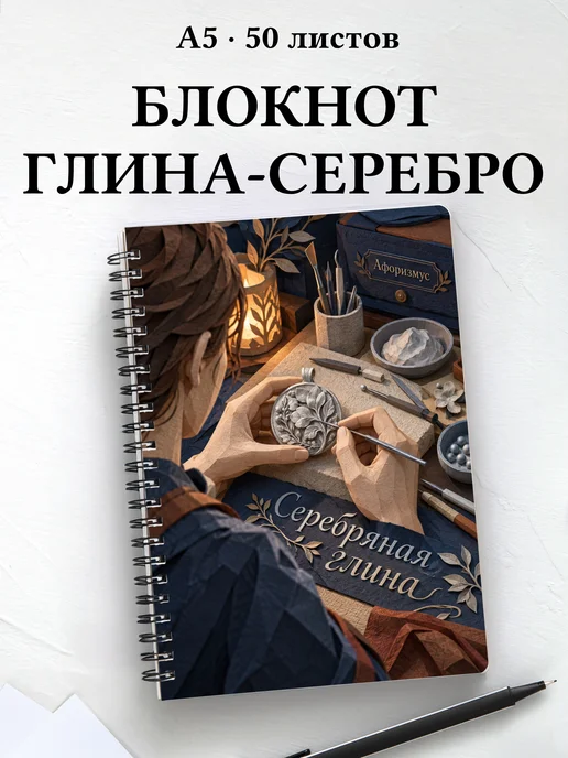 Блокнот Серебряная глина с мотивирующими цитатами