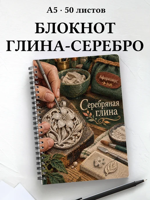 Блокнот Серебряная глина с мотивирующими цитатами