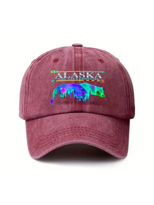 Бейсбольная кепка Аляска с медведем, красный