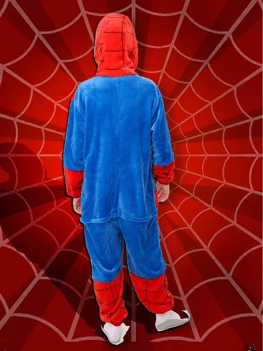 Пижама кигуруми на молнии Spider, синий, фото 7