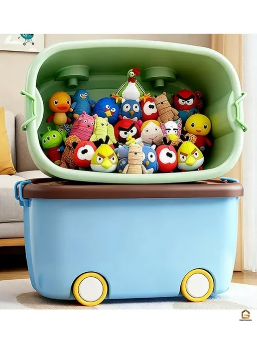 Корзина для игрушек большая с крышкой, розовый, фото 2