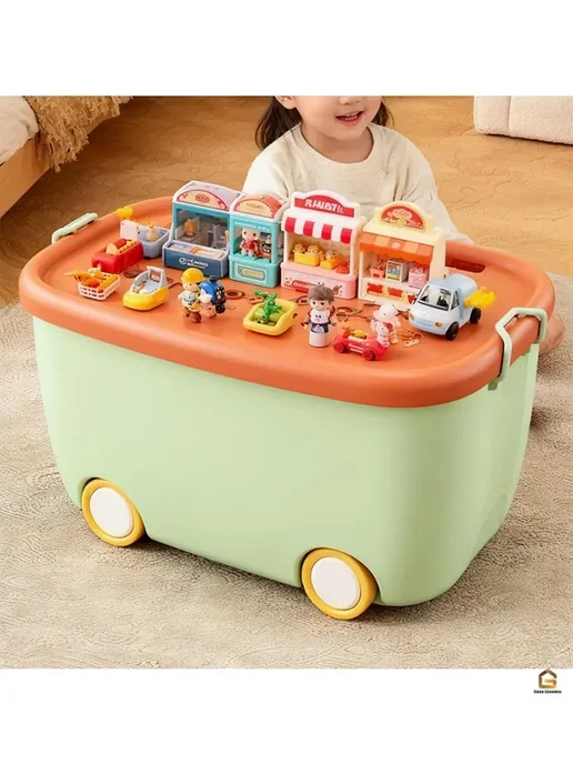 Корзина для игрушек большая с крышкой, розовый, фото 4