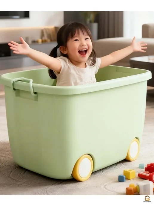 Корзина для игрушек большая с крышкой, розовый, фото 5