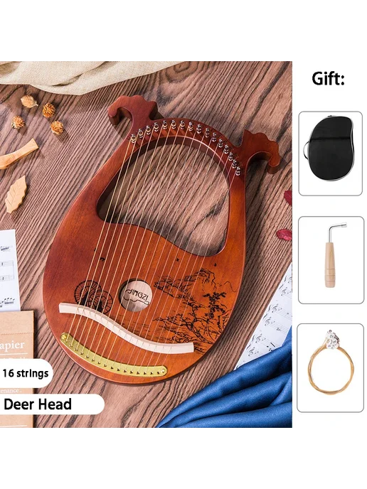 Нет бренда GIOIO 16-струнная деревянная арфа Коричневый, 16 Tones Deer, коричневый