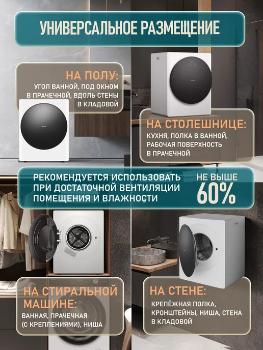 Weissgauff Компактная сушильная машина WD 465 Airvent Compact Dark Grey, белый, фото 2