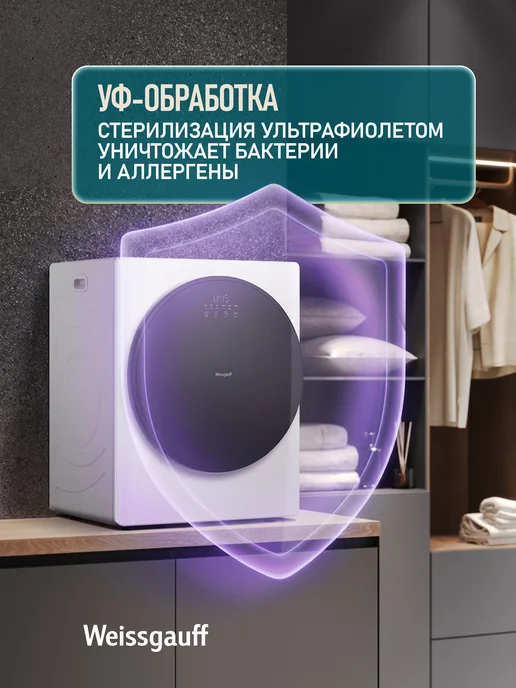 Weissgauff Компактная сушильная машина WD 465 Airvent Compact Dark Grey, белый, фото 6