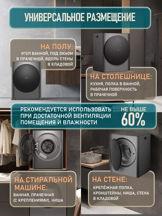 Weissgauff Компактная сушильная машина WD 465 Airvent Compact Dark Grey, серый, фото 2