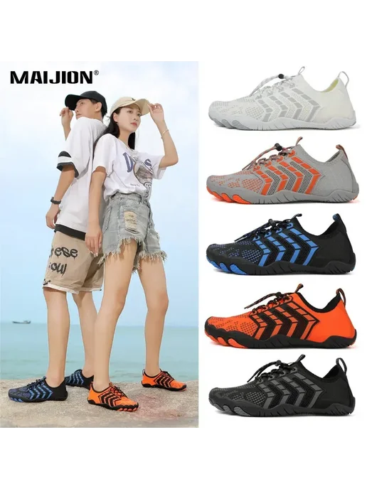 MAIJION Нескользящие пляжные туфли для мужчин и женщин, черный, фото 6