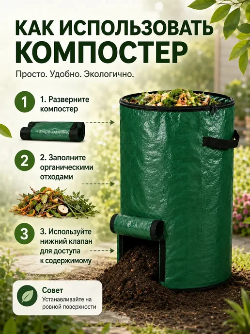 Компостный мешок 127 л, 45×80 см, 45x80 см, 127 л, фото 5