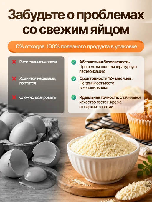 Foodi egg Яичный порошок Меланж сухой 1300 гр, 3 кг, фото 5
