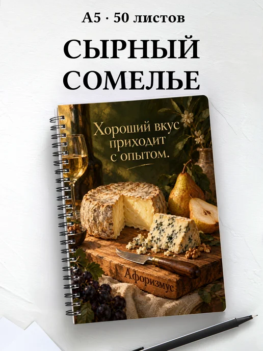 Блокнот сырного сомелье с мотивирующими цитатами
